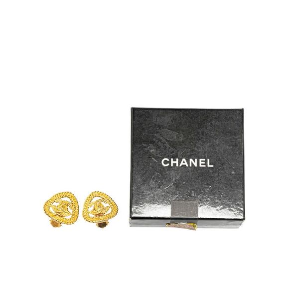 Pre Loved Chanel Triangle CC Rope Earrings Women Gold - Picture 4 of 4